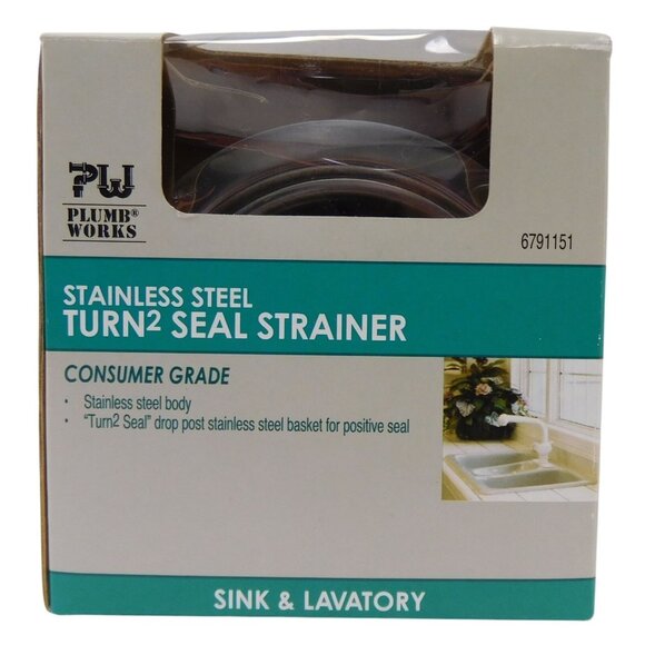 PW Plumb Works Stainless Steel Turn 2 Seal Strainer Consumer Grade New - Picture 1 of 4